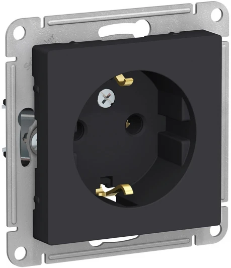 ATN001043 Розетка встраиваемая с заземлением (карбон) Systeme Electric AtlasDesign ATN001043