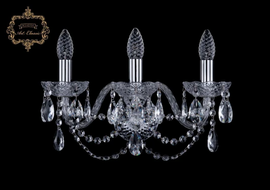 10.11.3.165.Cr.Sp Бра Art Classic 10.11 10.11.3.165.Cr.Sp (220V, хрусталь, подвески, подсвечник, свеча)