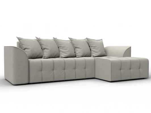 136702 Диван угловой Лига-113 угол правый (ДСП,Рогожка/Бежевый) Лига Диванов 136702