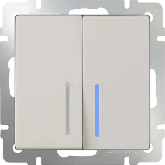 WL03-SW-2G-LED-ivory Выключатель встраиваемый двухклавишный с подсветкой Werkel, слоновая кость