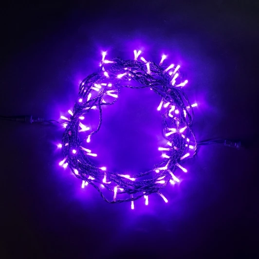 PST100-11-1PU Гирлянда Нить 10м Пурпурная 24В, 100 LED, Провод Черный ПВХ, IP54