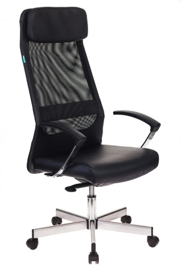 T-995SL/BLACK Кресло руководителя Бюрократ T-995SL черный TW-01 эко.кожа/сетка с подголов. крестовина металл серебристый