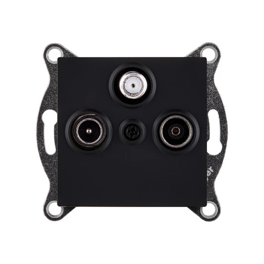 REA-036BM Розетка тройная TV (мама) + TV (папа) + спутниковая SAT черный матовый Kollinger REA-036BM для Aspekt, Eleganz, Reflex
