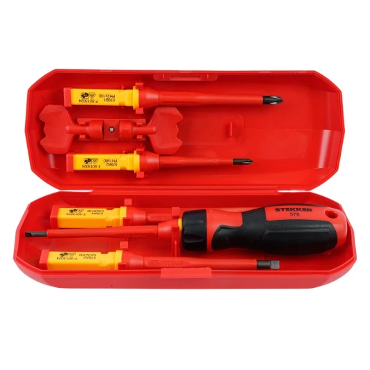 50409 Отвертка диэлектрическая со сменными битами до 1000В Stekker 50409