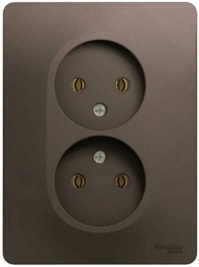 GSL000820 Розетка встраиваемая двойная без заземления (шоколад) Systeme Electric Glossa GSL000820