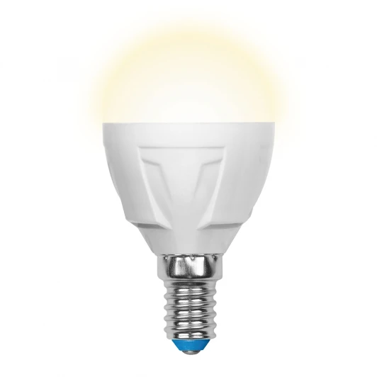 LED-G45-7W/WW/E14/FR PLP01WH картон Лампочка светодиодная шар белая E14 7W 3000K Uniel LED-G45-7W/WW/E14/FR PLP01WH
