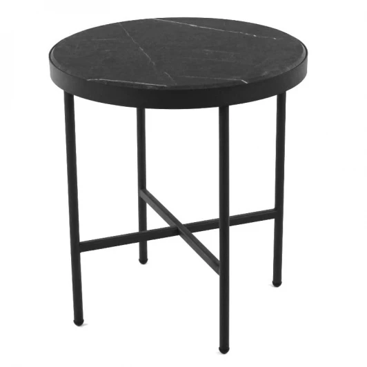 009491 Стол журнальный МеталлАрт М011 МАЛЫЙ черный мрамор/черный Mebelik 009491