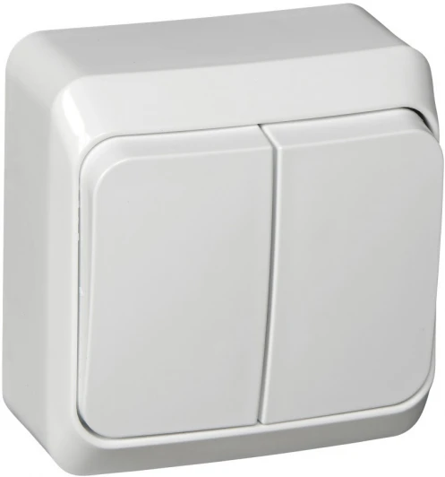 BA10-006B Выключатель накладной двухклавишный с подсветкой (белый) Systeme Electric BA10-006B