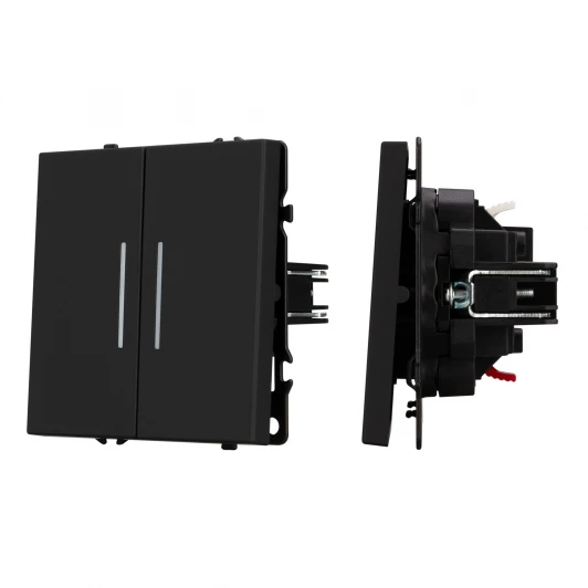 054264 Механизм выключателя двухклавишный непроходной LED SWT-NOBE-MK02-SFPL-L-BK (230V, 10A) (Arlight) 054264