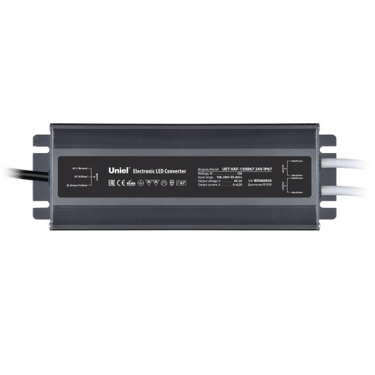 UET-VAF-150B67 24V IP67 2 выхода Блок питания ультратонкий 150Вт Uniel UET-VAF-150B67 24V IP67 2 выхода