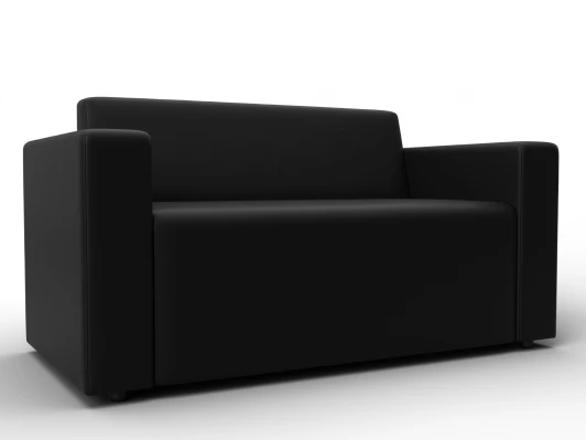 132458 Диван прямой Лига-093 (ДСП,Брус,Фанера/Пластик/Экокожа/Черный) Лига Диванов 132458