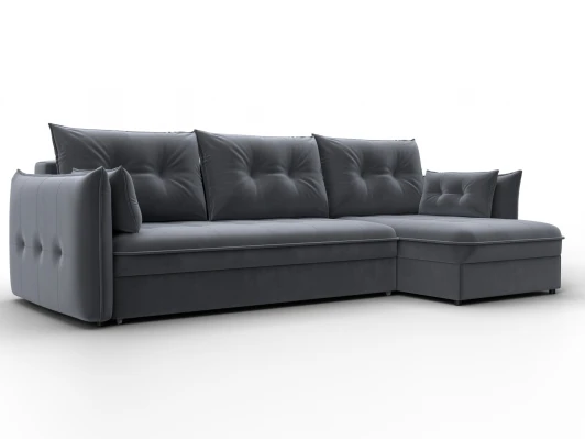 133681 Диван угловой Лига-100 НПБ угол универсальный (ДСП,Фанера/Пластик/Велюр/Серый) Лига Диванов 133681