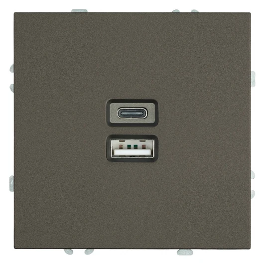 49931 Розетка USB Type A+С (антрацит, soft touch) Stekker Эмили 49931