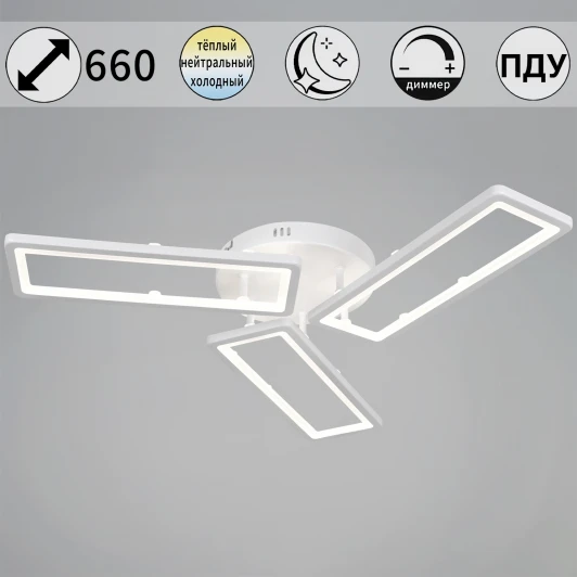 03629-0.3-03D WH Потолочная люстра светодиодная на штанге с пультом с регулировкой цветовой температуры, яркости и ночным режимом Reluce 03629-0.3-03D WH