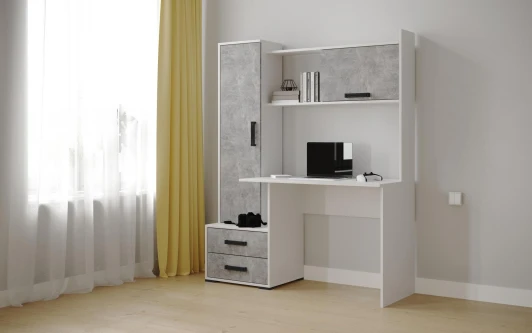 00-00231900 Компьютерный стол ТЭКС Квартет-9, Белый, ателье светлое