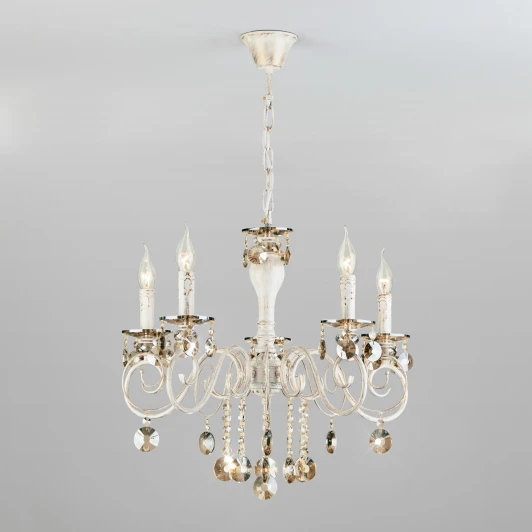 10104/5 белый с золотом Подвесная люстра Eurosvet Ravenna 10104/5 белый с золотом/тонированный хрусталь Strotskis