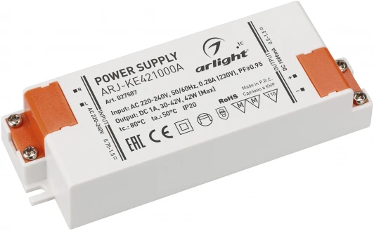 027587 Блок питания ARJ-KE421000A (42W, 1000mA, PFC) (IP20 Пластик) 027587 Arlight ARJ