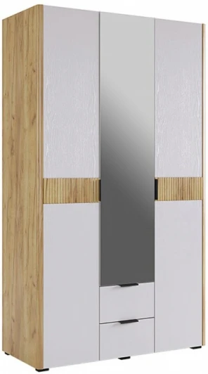 576856 Шкаф Woodville Адам трехдверный с зеркалом дуб крафт золотой / белое дерево арт.576856