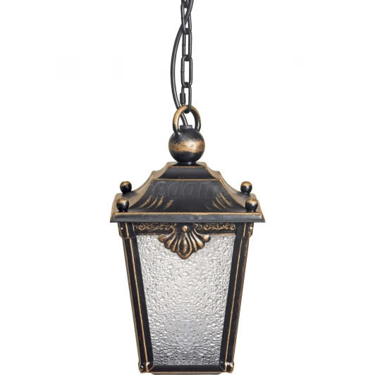 41-001-ЧЗ Подвес уличный кованый Кузнечное дело Квадро, 1 плафон, черный с золотом и прозрачным