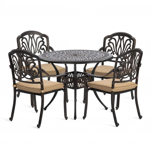 25572 Комплект Secret de Maison Quartet/Квартет (стол+4 стула) алюминиевый сплав, бронзовый Tetchair 25572