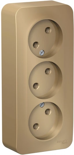 BLNRA000314 Розетка накладная тройная без заземления (титан) Systeme Electric Blanca BLNRA000314