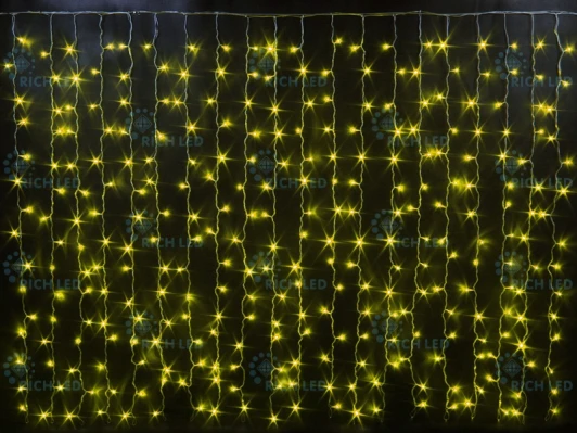 RL-CS2*1.5-CB/Y Гирлянда светодиодная Занавес желтая 220B, 300 LED, провод черный, IP65 RL-CS2*1.5-CB/Y Rich LED