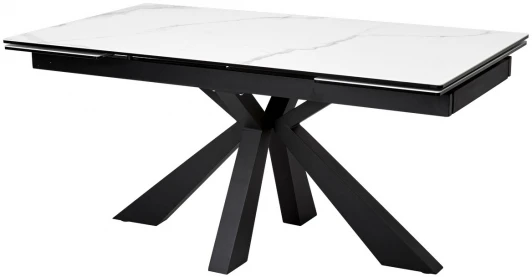 DECDF189TTL45BLCK Стол ALEZIO 160 BIANCO TL-45 Белый мрамор матовый, испанская керамика/ черный каркас М-City