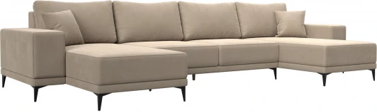 122409 Диван П-образный Льюес (Бежевый/Велюр) Лига Диванов арт.122409