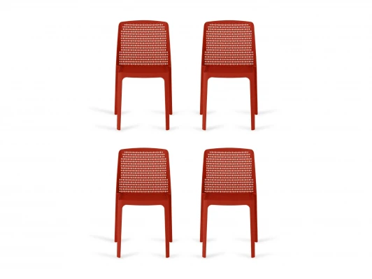 966322 Комплект стульев Bottega 4 шт. ОГОГО Обстановочка! 966322 (Пластик/Красный)