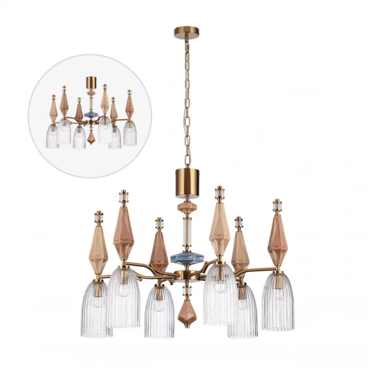 5414/6 Подвесная люстра Odeon Light Terra 5414/6 античная бронза/терракот/синий/бежевый/металл/керамика E14 6*40W