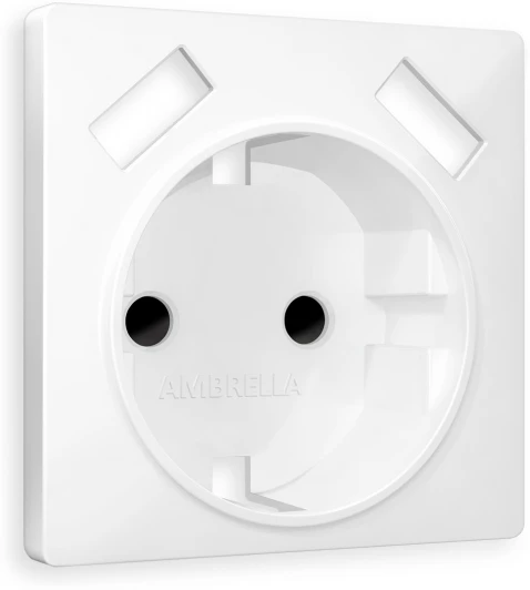 AP1290 Лицевая панель Ambrella Volt ALFA (Белый матовый) для электрической розетки с/з со шторками 2USB A+A QUANT AP1290