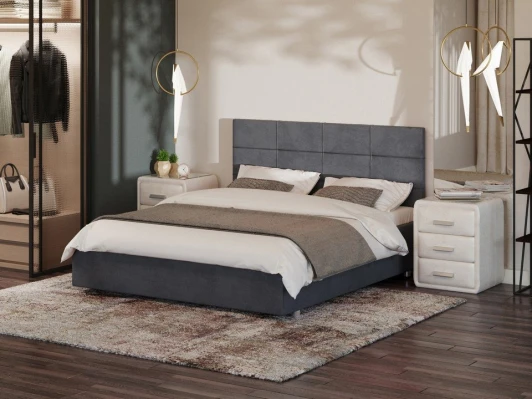 1935490 PROxSON Кровать Neo (Ткань: Велюр Ultra Мокрый асфальт) 80x190