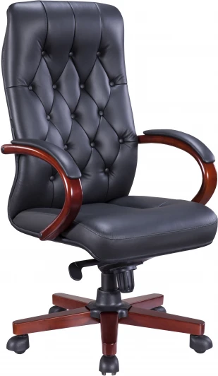 EP-082 W Leather Black Компьютерное кресло для руководителя Monaco Wood Кожа Черный