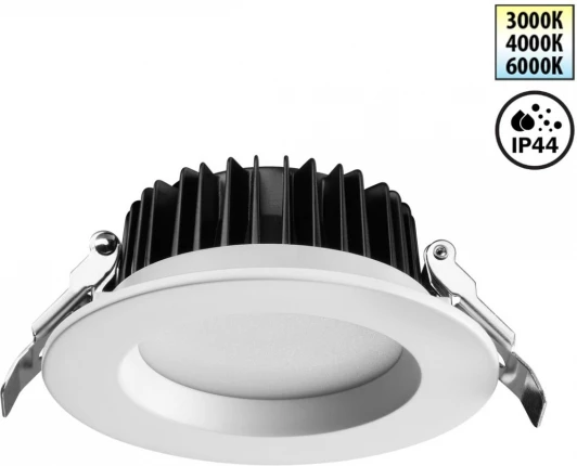 359413 Светильник встраиваемый Novotech Drum 359413 белый с переключателем цв. температуры IP44 LED 10W 220V 3000К\4000К\6000К (круглые)