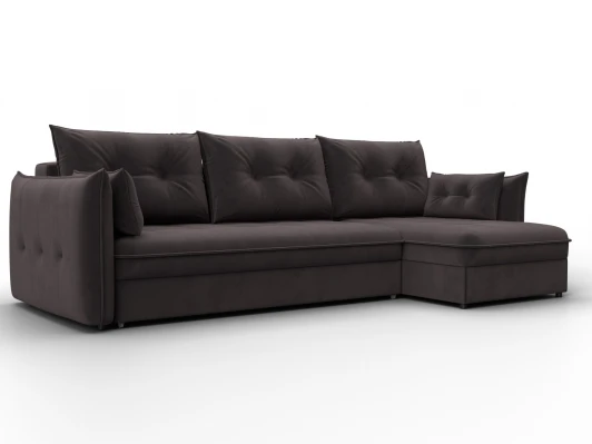 133682 Диван угловой Лига-100 НПБ угол универсальный (ДСП,Фанера/Пластик/Велюр/Коричневый) Лига Диванов 133682