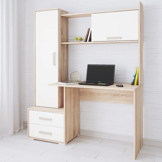 00-00023517 Стол компьютерный ТЭКС Квартет-9, дуб сонома/белый