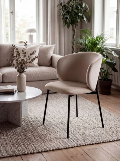 688M06250 Стул БЕЛЛА, цвет H-06 Бежевый, велюр / черный каркас M-City 64806