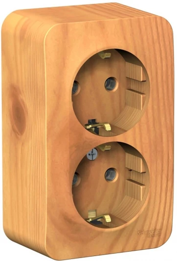 BLNRA010205 Розетка накладная двойная с заземлением (ясень) Systeme Electric Blanca BLNRA010205