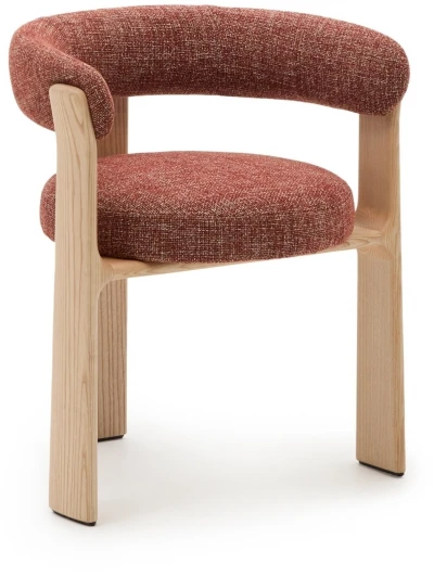 207761 Granite Стул на 3 ножках из терракотового шенилла и массива ясеня в натуральной отделке La Forma (ex Julia Grup) арт.207761