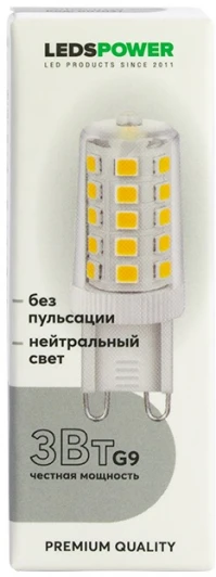 007021 Лампочка светодиодная G9 3Вт 4000K LEDS POWER 007021