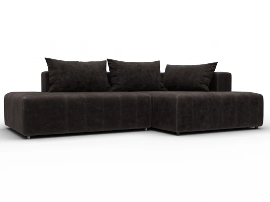 134827 Диван угловой Лига-103 НПБ угол правый (ДСП,Брус,Фанера,Велюр/Коричневый) Лига Диванов 134827