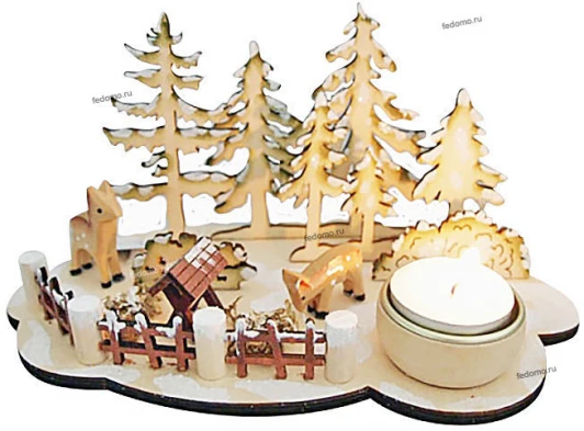 17-348 Новогодний подсвечник из дерева Snowlight