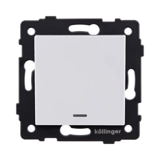 REA-S-015WH Выключатель 1-клавишный перекрестный 10А/250В с LED подсветкой, белый Kollinger REA-S-015WH для Aspekt, Eleganz, Reflex