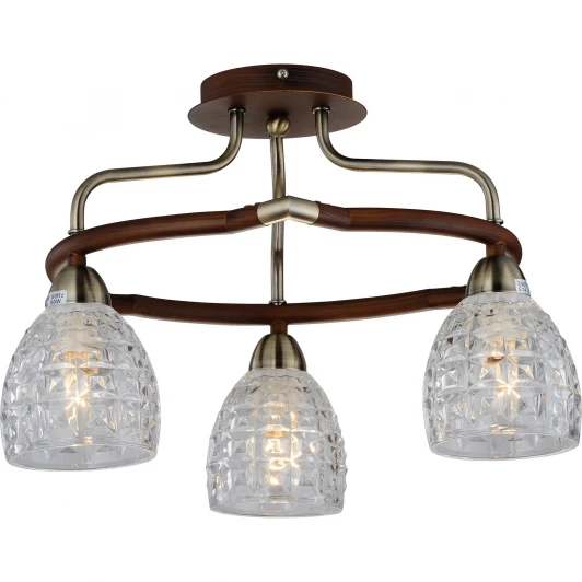 412-03-53ABW antique brass + walnut Потолочная люстра N-Light 412 412-03-53ABW antique brass + walnut