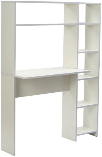 553773 Письменный стол Woodville Тулон со стеллажом белое тиснение 553773