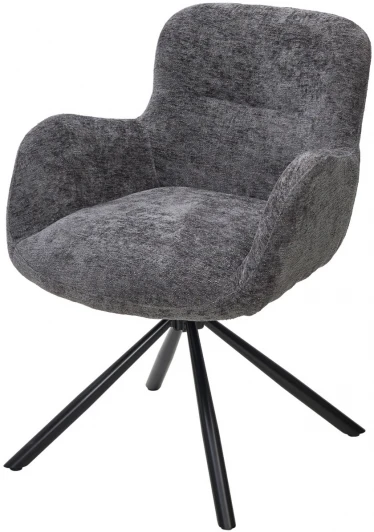 629M05737 Стул KAROL 180 град. поворот. 3018-19 темно-серый, шенилл/ черный каркас, ®DISAUR (арт.629M05737)