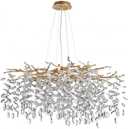 4969/12 Подвесная люстра Odeon Light Delica 4969/12 HALL античн.бронза/алюмин./хрусталь G9 12*40W (220V, на тросе, лепестки, ветки)