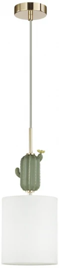 5425/1 Подвесной светильник Odeon Light Cactus 5425/1 золотой/зеленый/белый/металл/керамика/ткань E14 1*40W (220V, на проводе, круглые)