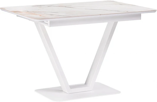 532390 Стол на тумбе Woodville Бугун 120х80х77 белый мрамор с прожилками / белый 532390