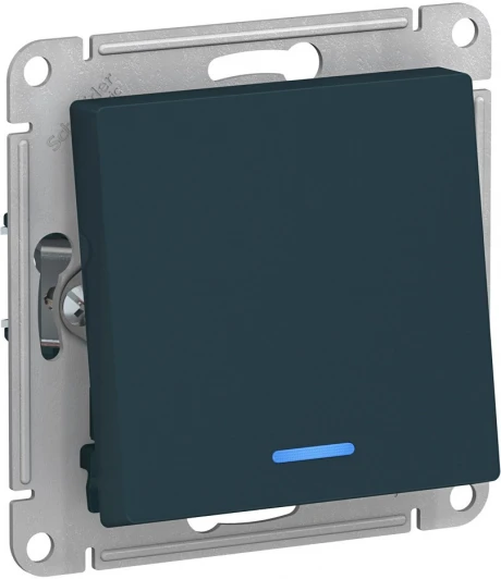 ATN000863 Выключатель встраиваемый одноклавишный с подсветкой (изумрудный) Systeme Electric AtlasDesign ATN000863
